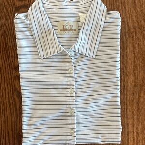 EP PRO TOUR TECH women’s sleeveless GOLF polo shirt striped textured buttons LRG